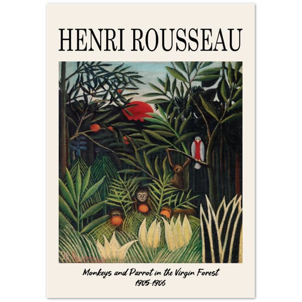 Henri Rousseau Monkeys and Parrots in the Virgin Forest 1905-1906 - A2 (42 X 59.4 cm)
