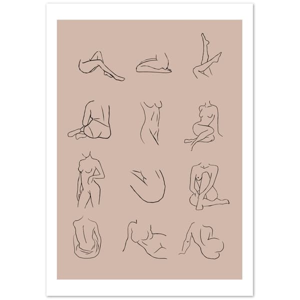 Nude Line Art Poster - A2 (42 X 59.4 cm)