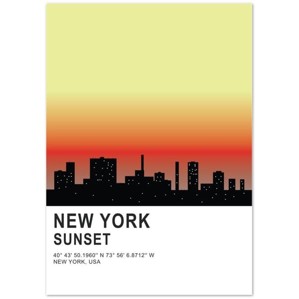 New York Sunset Poster - A2 (42 X 59.4 cm)