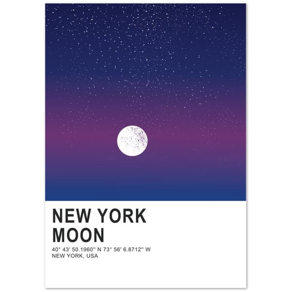 New York Moon Poster - A2 (42 X 59.4 cm)