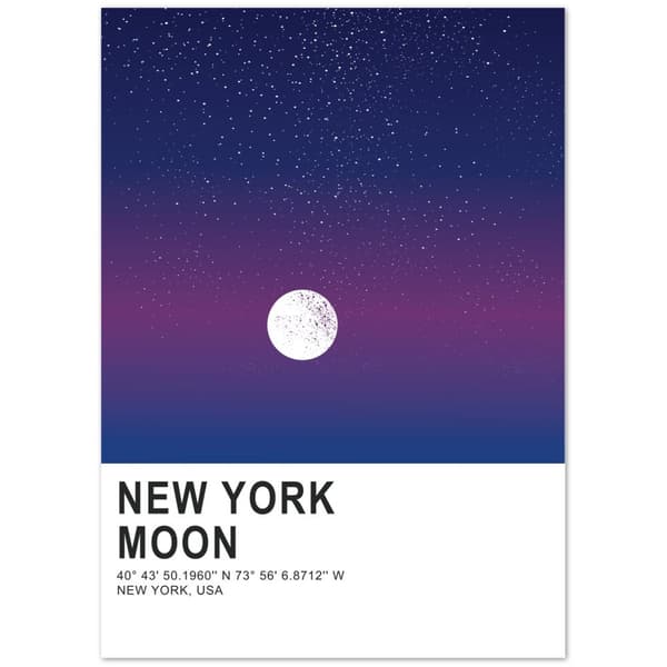 New York Moon Poster - 50X70 cm / 20X28?