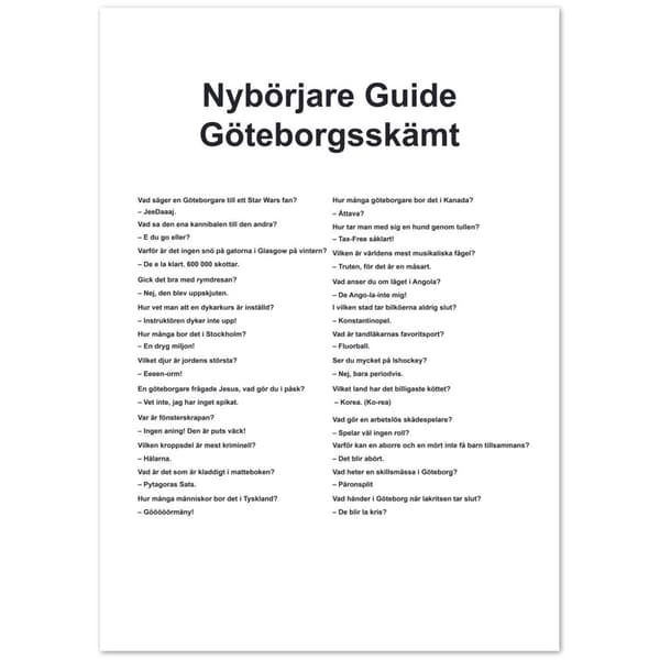 Nyb�rjare Guide G�teborgsk�mt - 50X70 cm / 20X28?