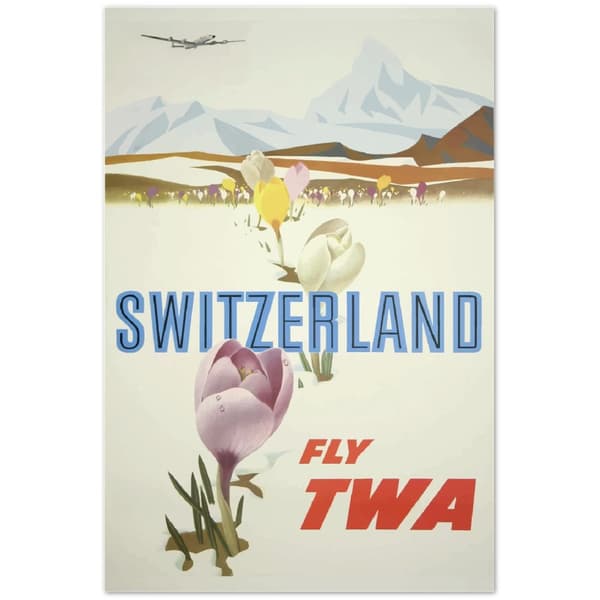 Vintage Travel Poster Switzerland Fly TWA - 60X90 cm / 24X36?