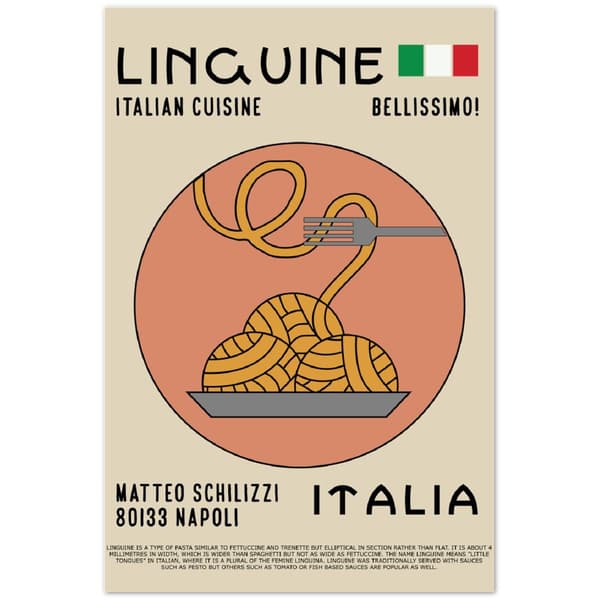 Linguine Italian Cuisine Poster - 60X90 cm / 24X36?