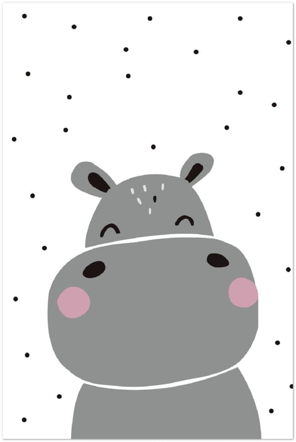 Hippo Cartoon Kids Poster - 60X90 cm / 24X36?