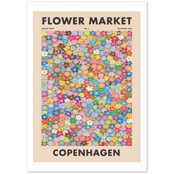 Flower Market Copenhagen Poster - A3 (29.7 X 42 cm)