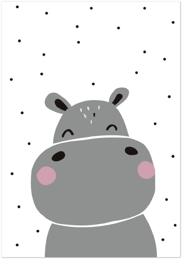 Hippo Cartoon Kids Poster - 70X100 cm / 28X40?