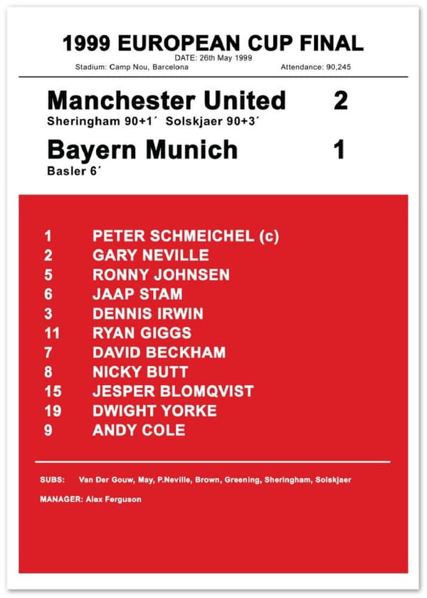 1999 European Cup Final - A0 (84.1 X 118.9 cm)