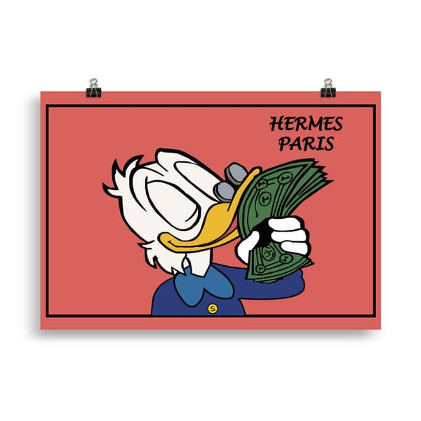Duck Cartoon Hermes Paris Poster - 70X100 cm