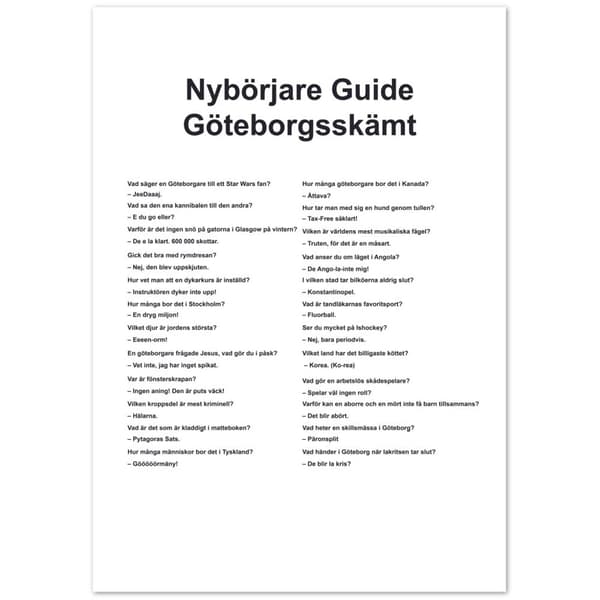 Nyb�rjare Guide G�teborgsk�mt - A0 (84.1 X 118.9 cm)