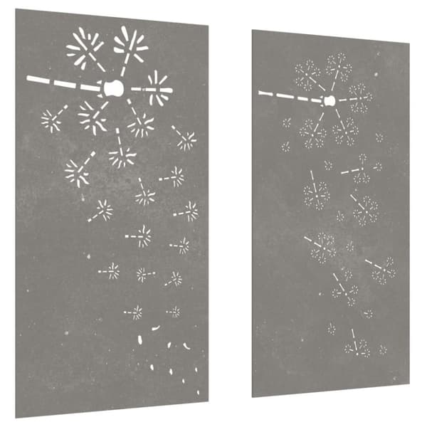 vidaXL Veggdekorasjoner hage 2 stk 105x55 cm cortenstål blomsterdesign