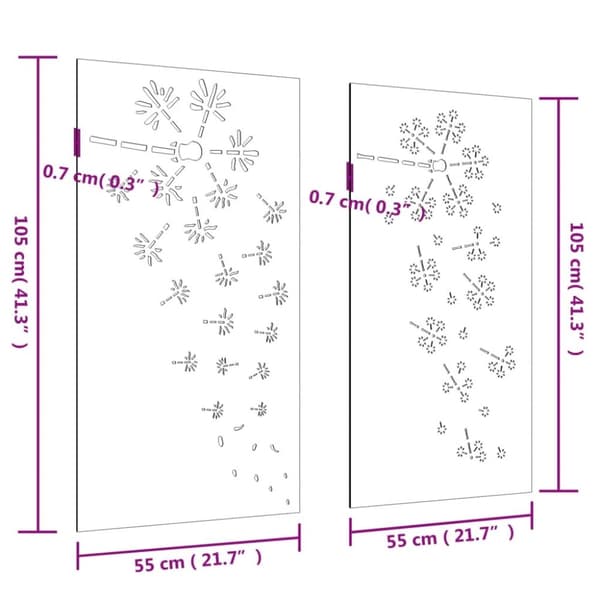 vidaXL Veggdekorasjoner hage 2 stk 105x55 cm cortenstål blomsterdesign