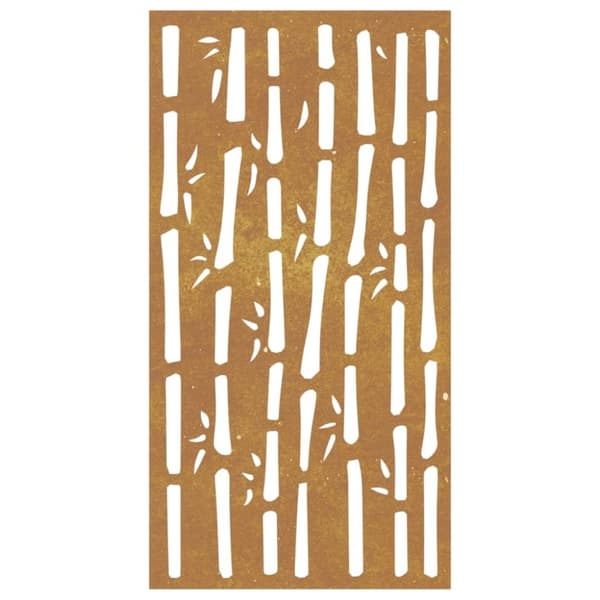 vidaXL Väggdekoration 105x55 cm rosttrögt stål bambudesign
