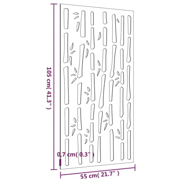 vidaXL Väggdekoration 105x55 cm rosttrögt stål bambudesign
