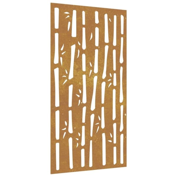 vidaXL Väggdekoration 105x55 cm rosttrögt stål bambudesign