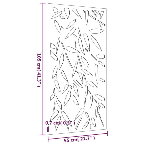 vidaXL Veggdekorasjon til hage 105x55 cm cortenstål bambusbladdesign