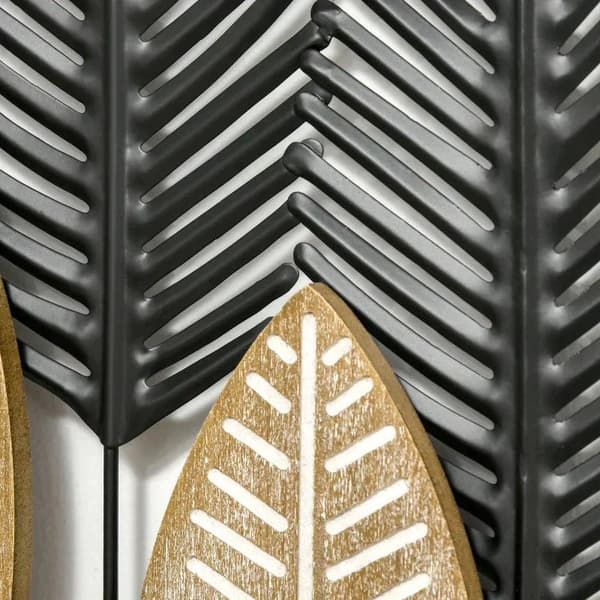 Rootz 3D vægmalerier - Sæt med 2 moderne vægdekoration - Metal vægdekoration - Badeværelse - Stue - Soveværelse - Spisestue - Guld + Sort - 40L x 46H