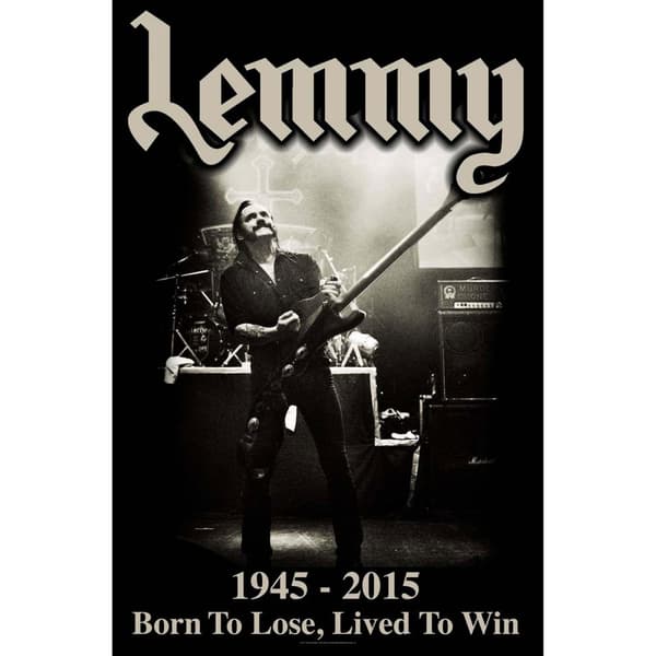 Lemmy Lived To Win Textile Poster Black/White 106cm x 70cm