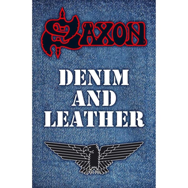 Saxon Denim And Leather Textile Poster Blue/Black/White 106cm x 70cm