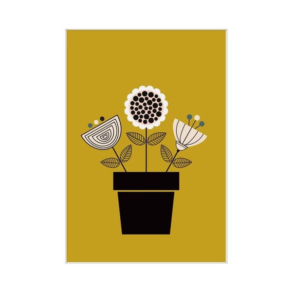 Lyndy Hants Scandi Flower Pot Print Yellow/Black/White 40cm x 30cm