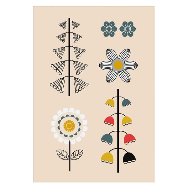 Lyndy Hants Mixed Flowers II Mounted Print Pink/Black/Yellow 40cm x 30cm