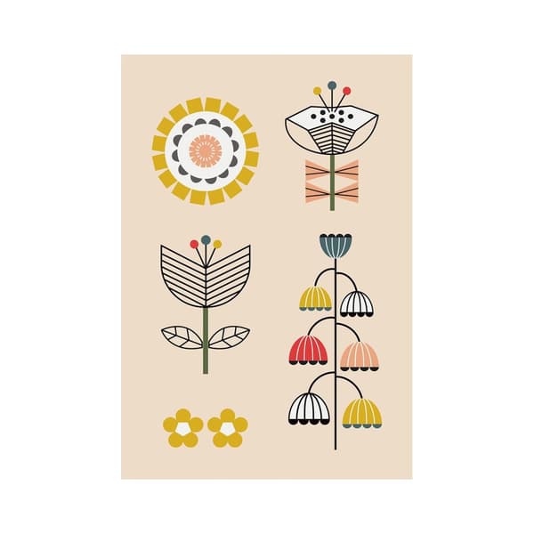 Lyndy Hants Mixed Flowers I Paper Print Cream/Multicoloured 40cm x 30cm