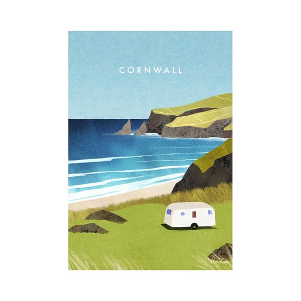 Henry Rivers Cornwall Print Blue/Green 40cm x 30cm