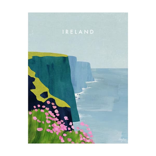 Henry Rivers Irland Cliffs Of Moher Tryck Blue/Green/Pink 40cm x 30cm