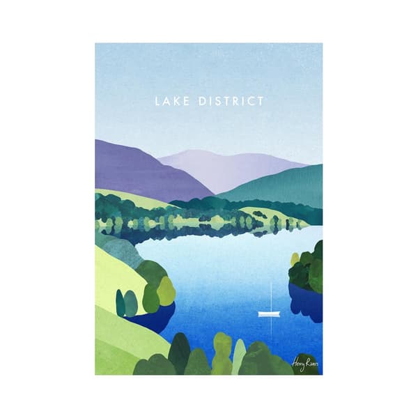 Henry Rivers Lake District Windemere Print Purple/Green/Blue 40cm x 30cm