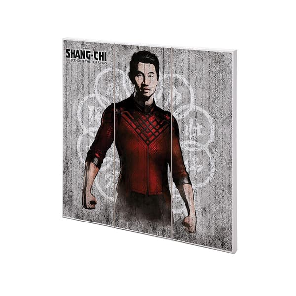 Shang-Chi Natural Order Square Wood Plaque Grey/Red/Black 30cm x 30cm