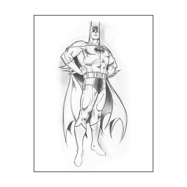 Batman Hero Sketch Print White/Black 50cm x 40cm