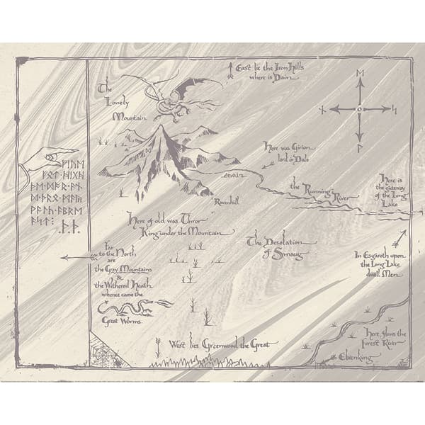 The Hobbit The Lonely Mountain Paper Print White/Grey 50cm x 40cm