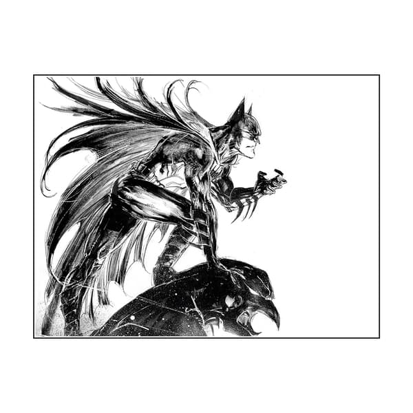 Batman Gargoyle Paper Print Black/White 50cm x 40cm