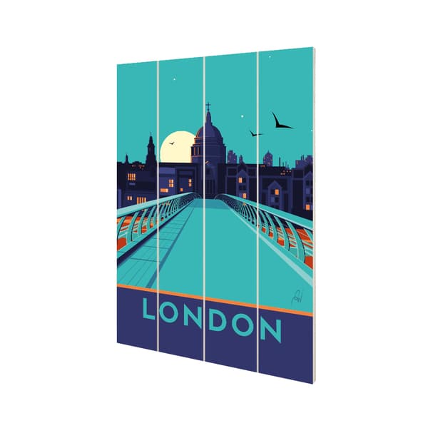 Georgina Westley London St Paul´s Wood Plaque Blue/Navy 40cm x 59cm