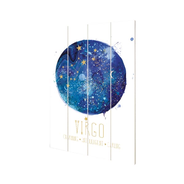 Summer Thornton Signs Of The Zodiac - Virgo Wood Print Blue/White 59cm x 40cm