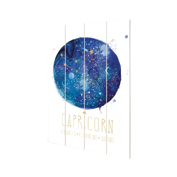 Summer Thornton Signs Of The Zodiac - Capricorn Wood Print Blue/White 59cm x 40cm