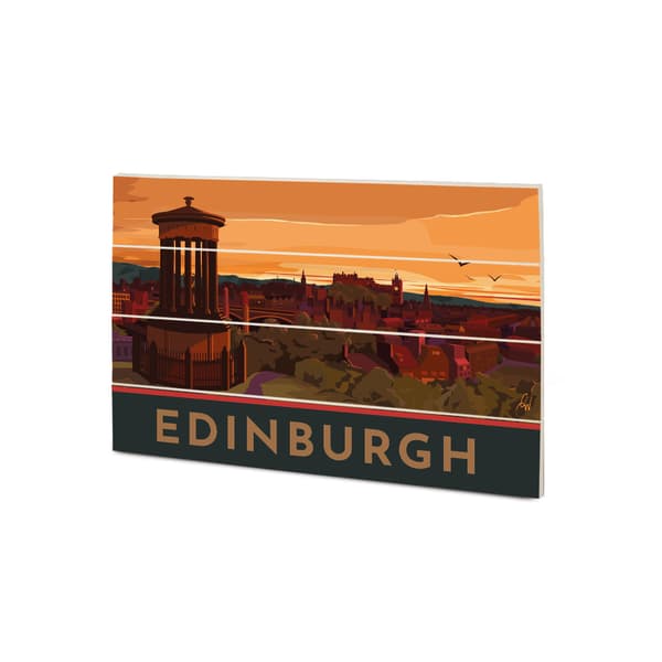 Georgina Westley Edinburgh Wood Print Brown 59cm x 40cm