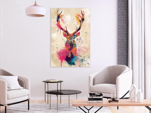Canvas Tavla - Watercolor Deer (1 del) Vertical