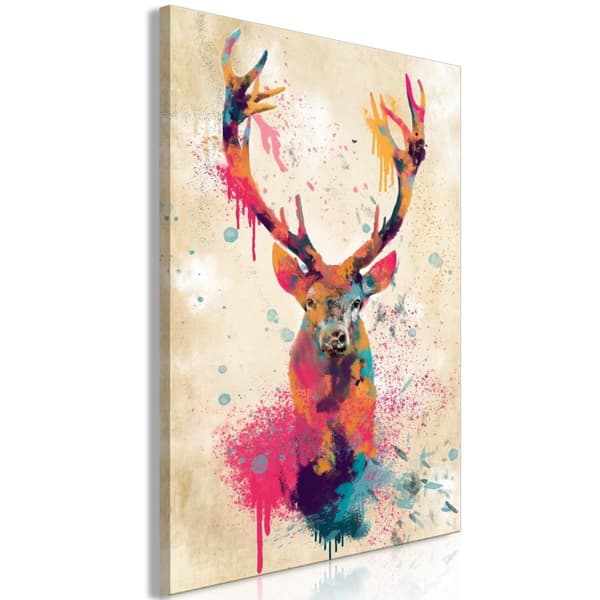 Canvas Tavla - Watercolor Deer (1 del) Vertical 60x90