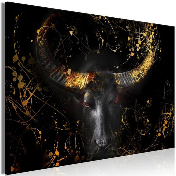 Canvas Tavla - Enraged Bull (1 del) Vertical - Third Variant 120x80