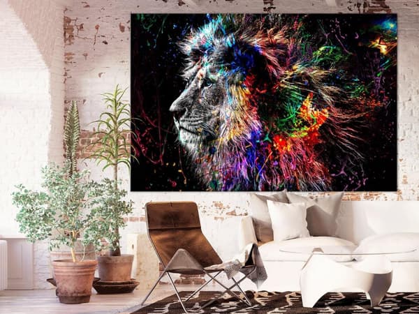 Canvas Tavla - Crazy Lion (1 del) Wide