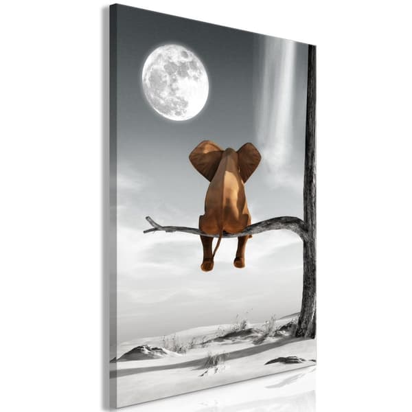 Canvas Tavla - Elephant and Moon (1 del) Vertical 80x120