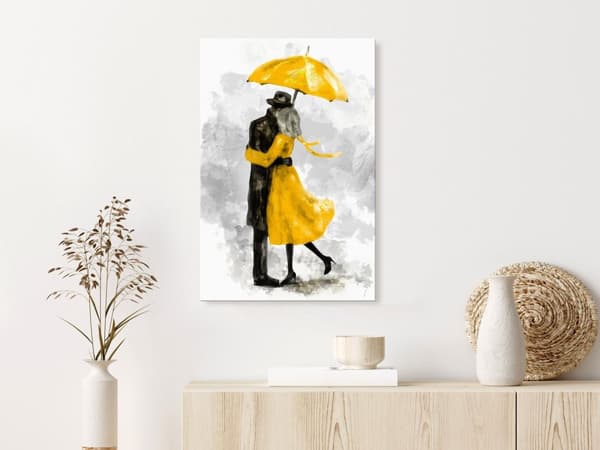 Canvas Tavla - Under Yellow Umbrella Vertical