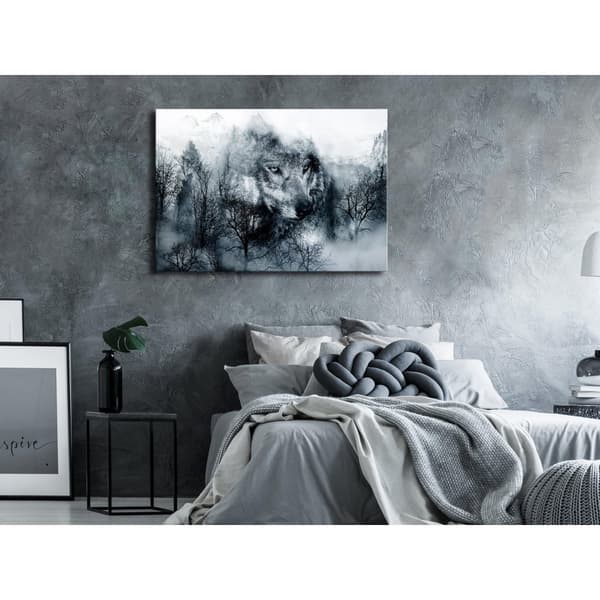 Canvas Tavla - Mountain Predator Wide Black and White