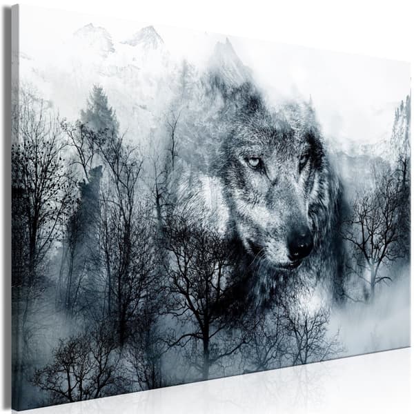 Canvas Tavla - Mountain Predator Wide Black and White 120x80