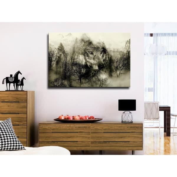 Canvas Tavla - Mountain Predator Wide Beige