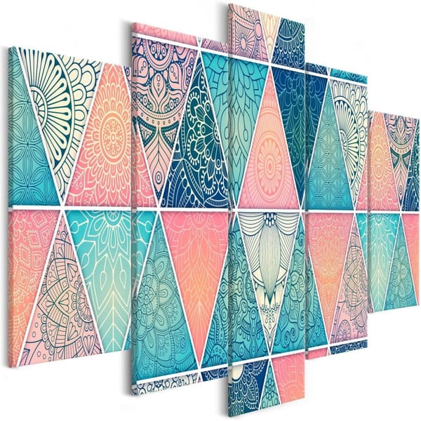Canvas Tavla - Oriental Triangles (5 delar) Wide