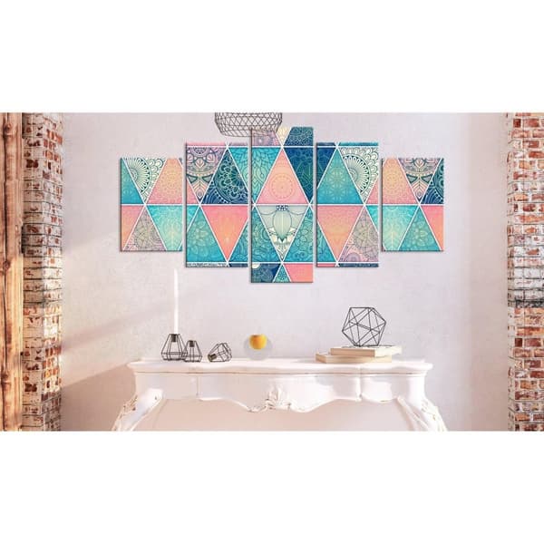Canvas Tavla - Oriental Triangles (5 delar) Wide