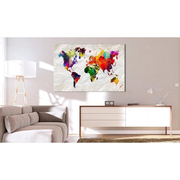 Canvas Tavla - World Map: Rainbow Madness