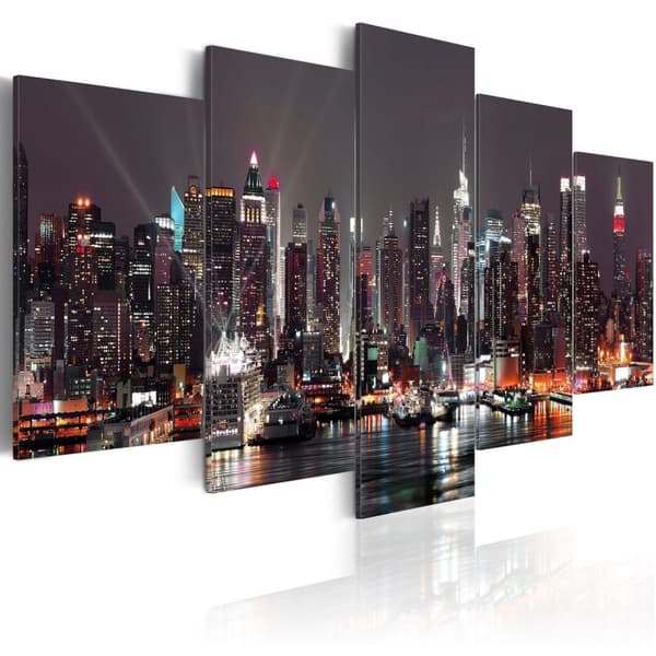 Canvas Tavla - Manhattan på natten